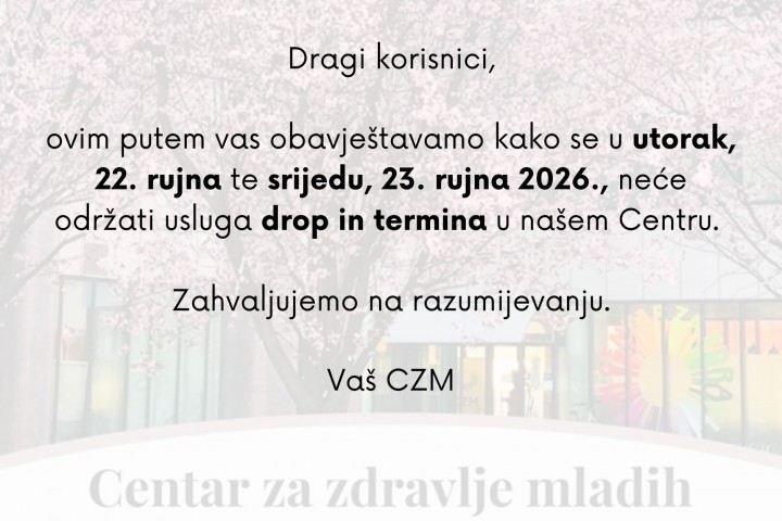 OBAVIJEST O PROMJENI DROP IN USLUGE